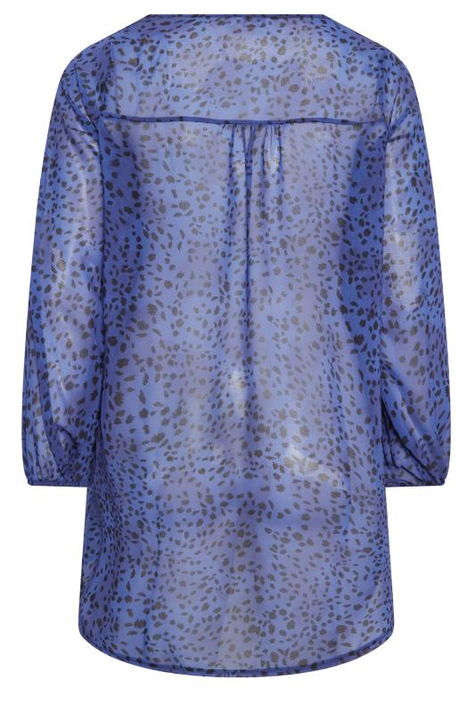 YOURS LONDON Plus Size Blue Animal Print Wrap Blouse | Yours Clothing 8