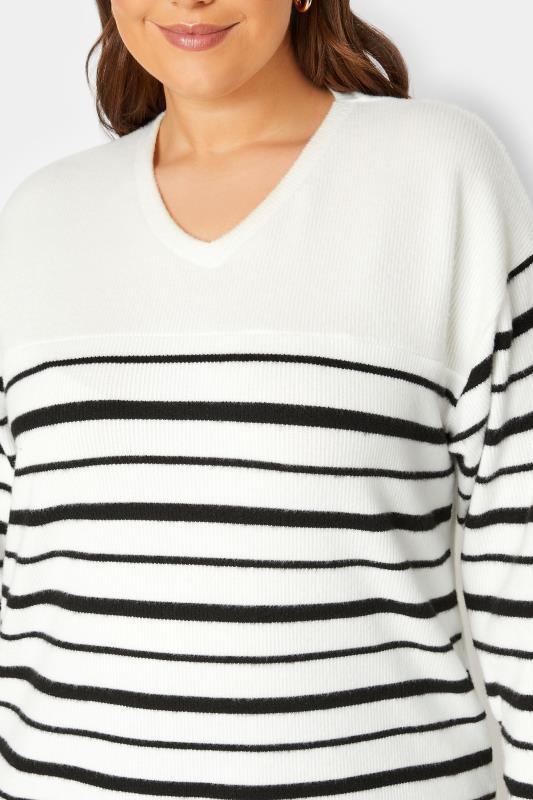 YOURS LUXURY Plus Size Curve White Stripe Soft Touch Jumper | Yours Clothing  5