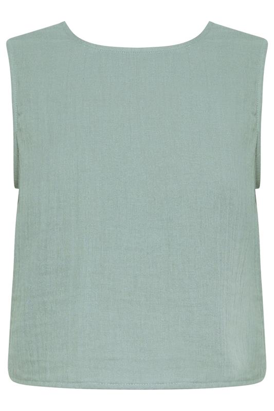 PixieGirl Petite Women's Sage Green Cotton Cheesecloth Button Top | PixieGirl 6