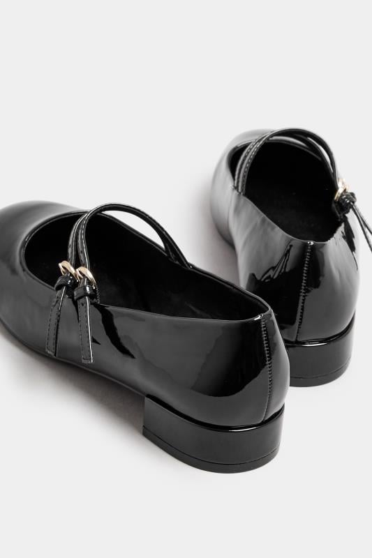 Black Patent Low Block Mary Jane Shoes In Extra Wide EEE Fit | Yours Clothing 4