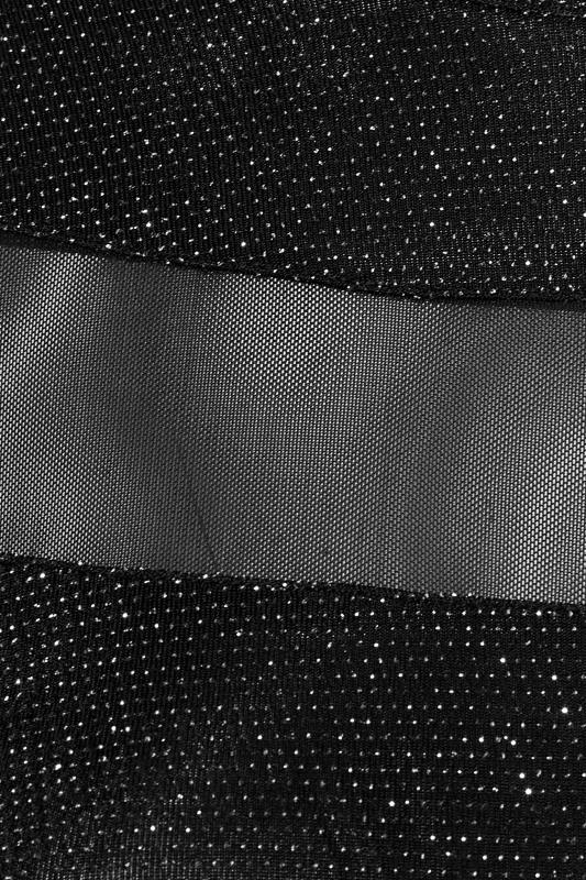 YOURS LONDON Black & Silver Glitter Mesh Panel Peplum Top_S.jpg