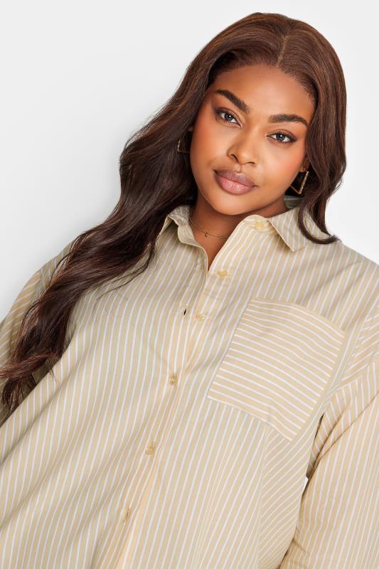 LIMITED COLLECTION Plus Size Natural Brown Striped Shirt | Yours Clothing 5