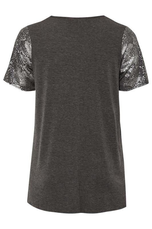LIMITED COLLECTION Curve Grey Snake Print Sleeve T-Shirt 7