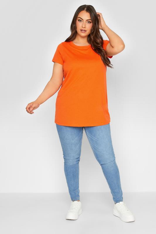 YOURS Curve Plus Size 3 PACK Lime Green & Orange Essential T-Shirts | Yours Clothing  5