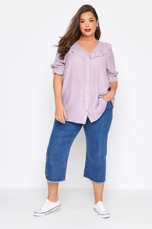 LIMITED COLLECTION Plus Size Lilac Purple Frill Blouse | Yours Clothing 2