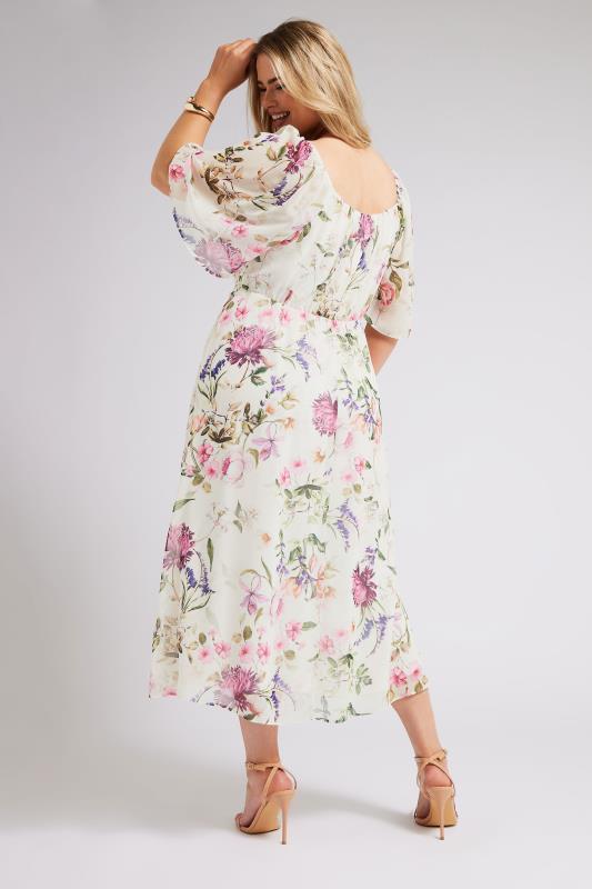 YOURS LONDON Plus Size Ivory White Floral Print Maxi Dress | Yours Clothing 3