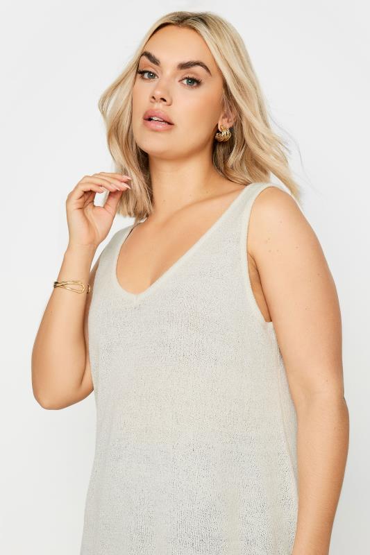 YOURS Plus Size White Knitted Vest Top | Yours Clothing 4