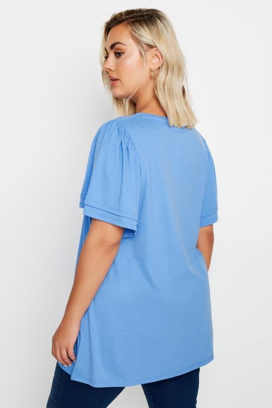 YOURS Plus Size Blue Double Angel Sleeve T-Shirt | Yours Clothing  5