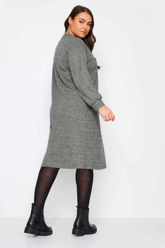 YOURS Plus Size Grey Soft Touch Jumper Dress | Yours Clothing 3