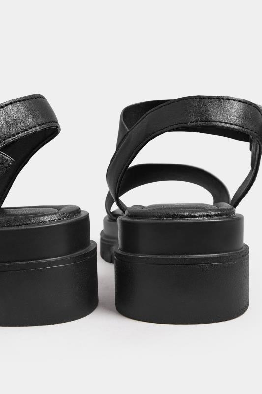 Black Two Part Chunky Sandals In Wide E Fit & Extra Wide EEE Fit | Yours Clothing 4