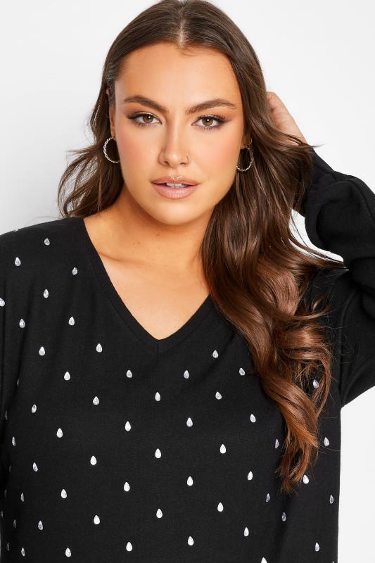 Plus Size Black Embellished Stud Detail Top | Yours Clothing 4