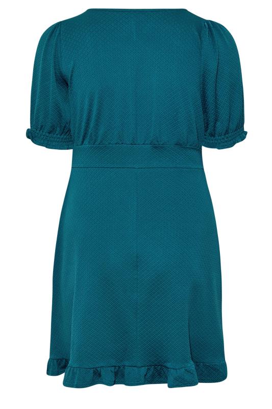 Curve Plus Size Teal Blue Ruffle Hem Mini Dress | Yours Clothing 7