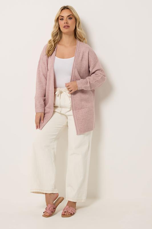 YOURS Plus Size Pink Soft Touch Knitted Cardigan | Yours Clothing 1