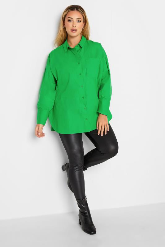 Plus Size Green Oversized Poplin Shirt | Yours Clothing 2