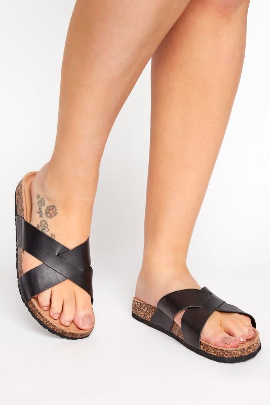 Black Cross Strap Sandals In Extra Wide Fit_M.jpg