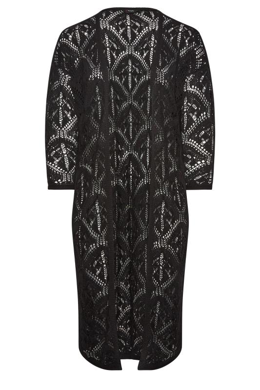 YOURS Plus Size Black Crochet Maxi Cardigan | Yours Clothing 6