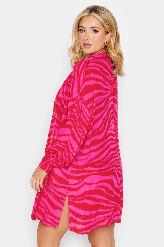 YOURS Plus Size Pink Animal Print Crinkle Beach Shirt | Yours Clothing 4