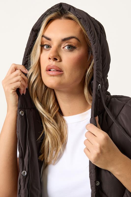 YOURS Plus Size Chocolate Brown Midi Gilet | Yours Clothing 4