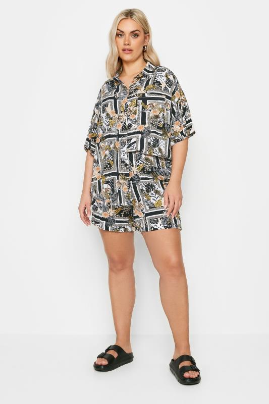 LIMITED COLLECTION Plus Size Black Leopard Print Crinkle Shirt | Yours Clothing 3