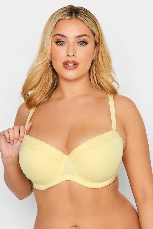 YOURS 2 PACK Plus Size Curve Yellow & White Lace Trim T-Shirt Bra | Yours Clothing 3