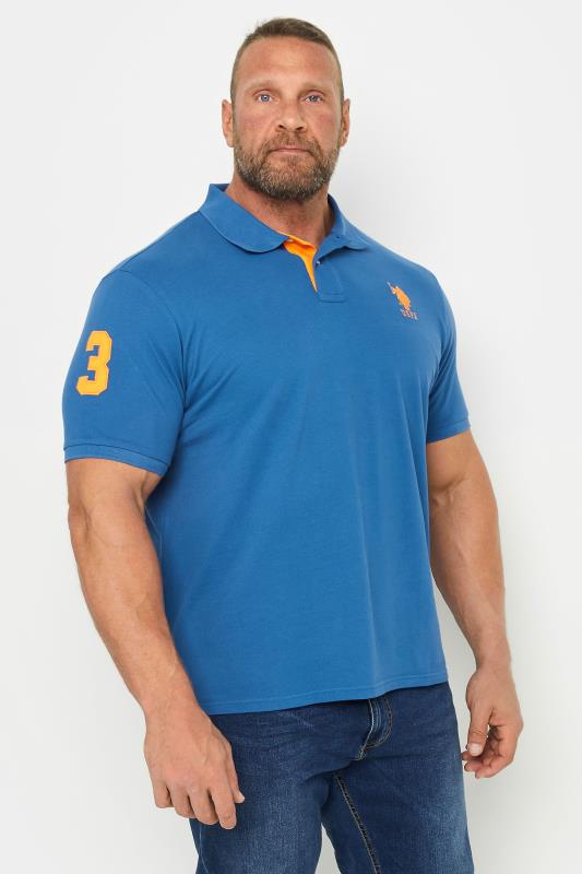  Grande Taille U.S. POLO ASSN. Big & Tall Blue Player 3 Pique Polo Shirt