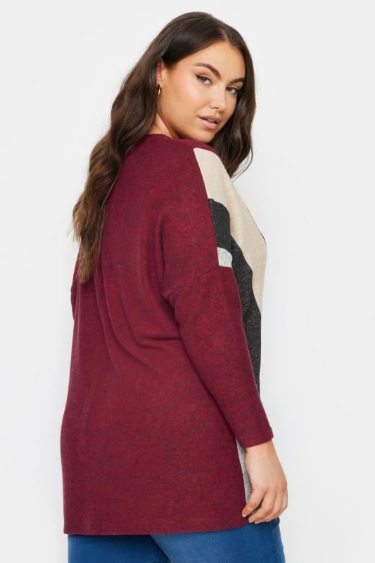 YOURS Plus Size Red Colour Block Sweatshirt | Yours Clothing 3