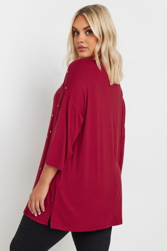 YOURS Plus Size Red Star Embellished Swing Top | Yours Clothing 3