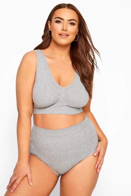 Grey Seamless Padded Non-Wired Bralette| Yours Clothing 1