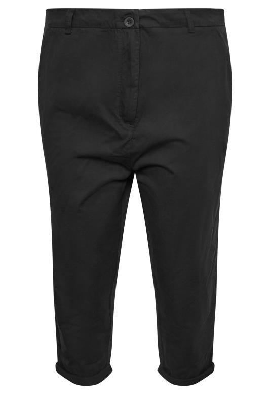 YOURS Plus Size Black Cropped Chino Trousers | Yours Clothing 5