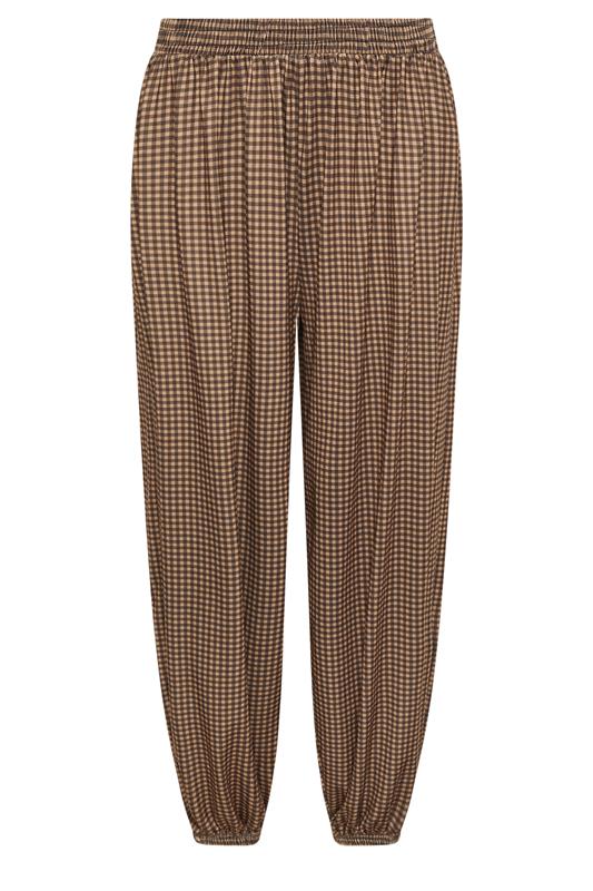 PixieGirl Petite Women's Brown Gingham Balloon Trousers | PixieGirl 5