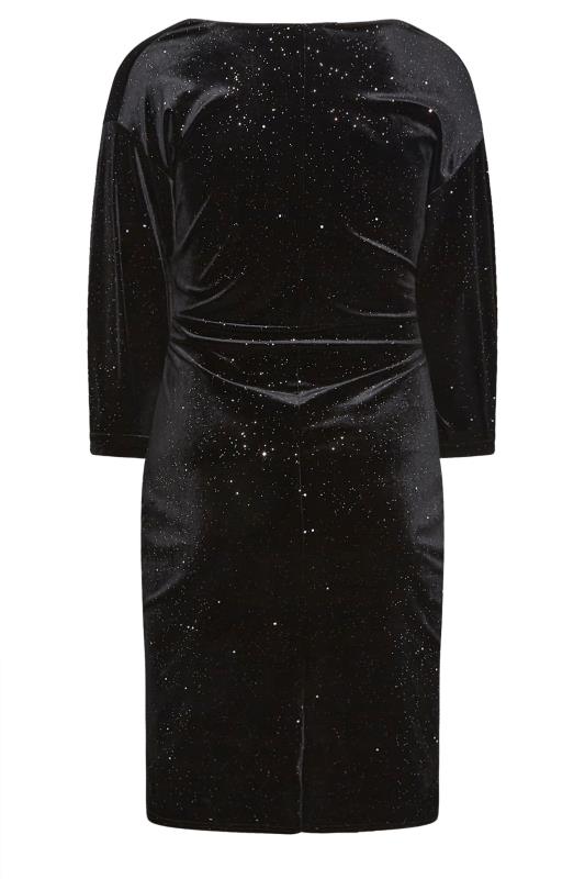 YOURS LONDON Plus Size Black Glitter Velvet Wrap Dress | Yours Clothing 8