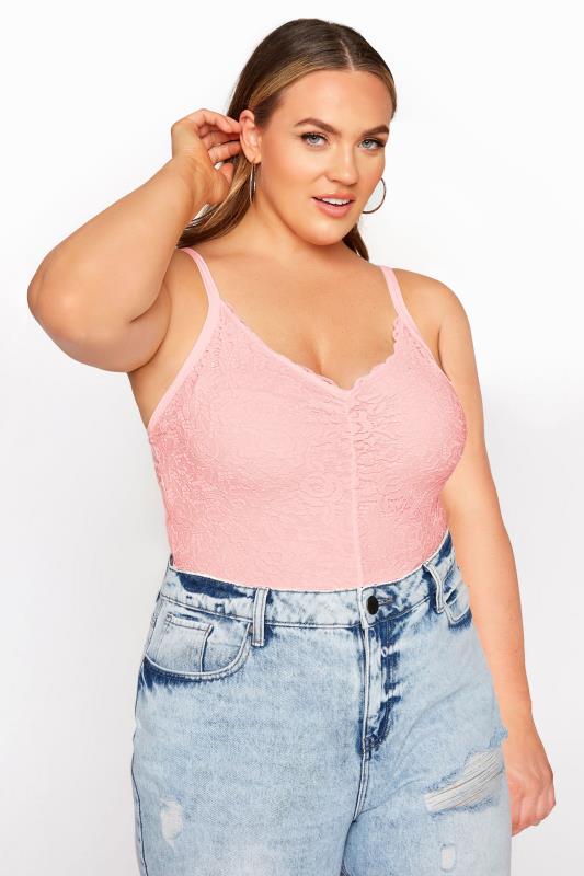 Plus Size  LIMITED COLLECTION Pink Lace Bodysuit