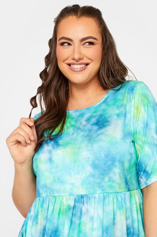 LIMITED COLLECTION Plus Size Blue Tie Dye Midaxi Smock Dress | Yours Clothing 4