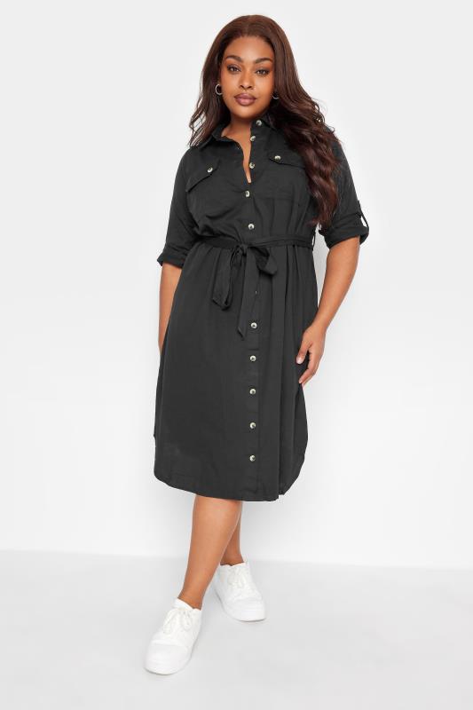  Grande Taille LIMITED COLLECTION Curve Black Utility Shirt Dress