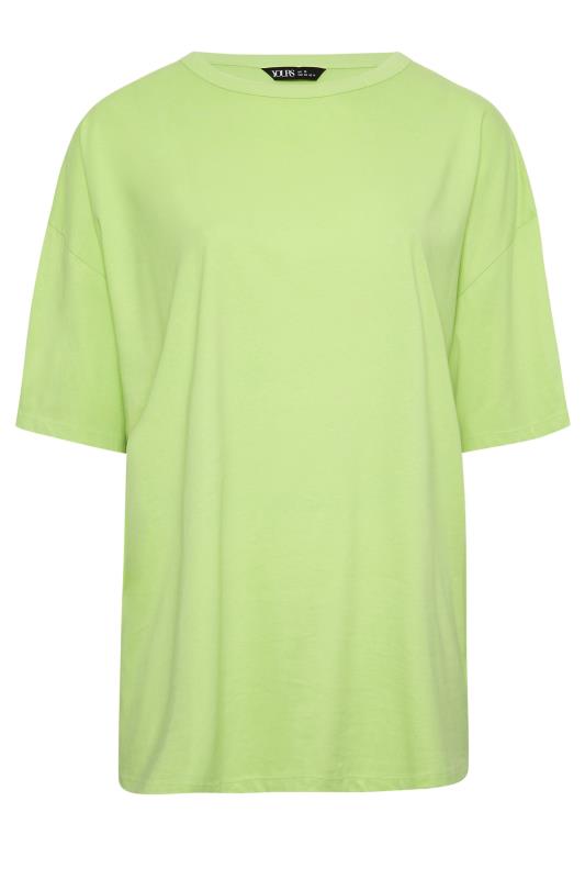 YOURS Plus Size Lime Green Oversized Boxy T-Shirt | Yours Clothing 6