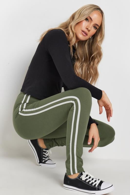 LTS Tall Khaki Green Stripe Leggings | Long Tall Sally 1