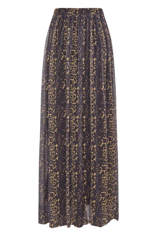 LTS Tall Brown Leopard Print Mesh Maxi Skirt 4