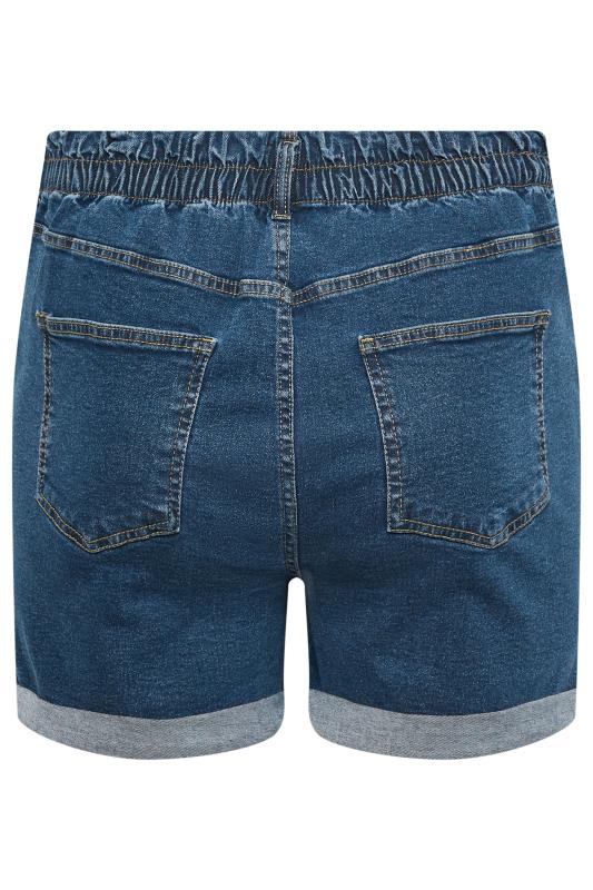 YOURS Plus Size Mid Blue Elasticated Waist Denim Shorts | Yours Clothing 5