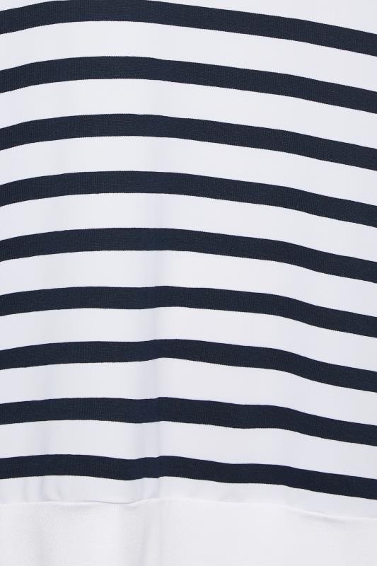 YOURS Plus Size Curve White & Navy Blue Stripe Long Sleeve Top | Yours Clothing  7