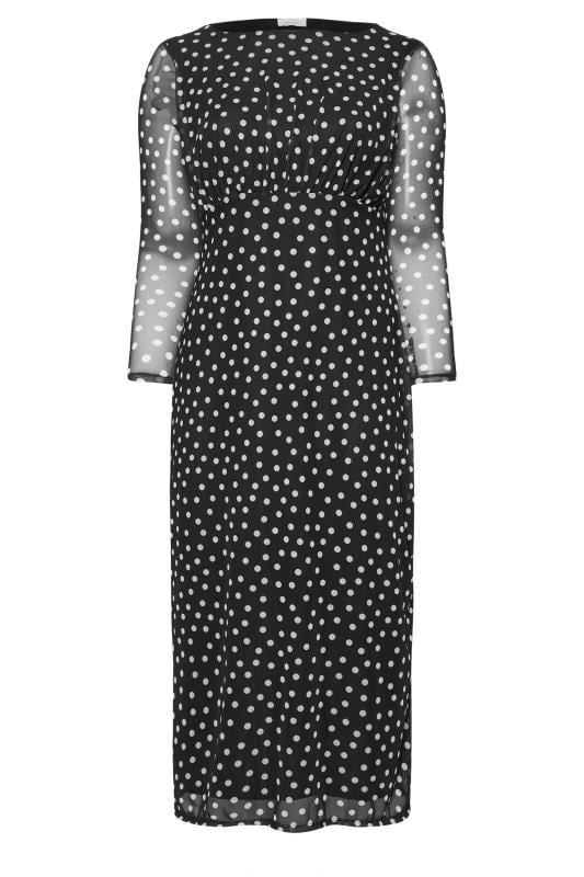 YOURS LONDON Plus Size Black Polka Dot Mesh Maxi Dress | Yours Clothing  5