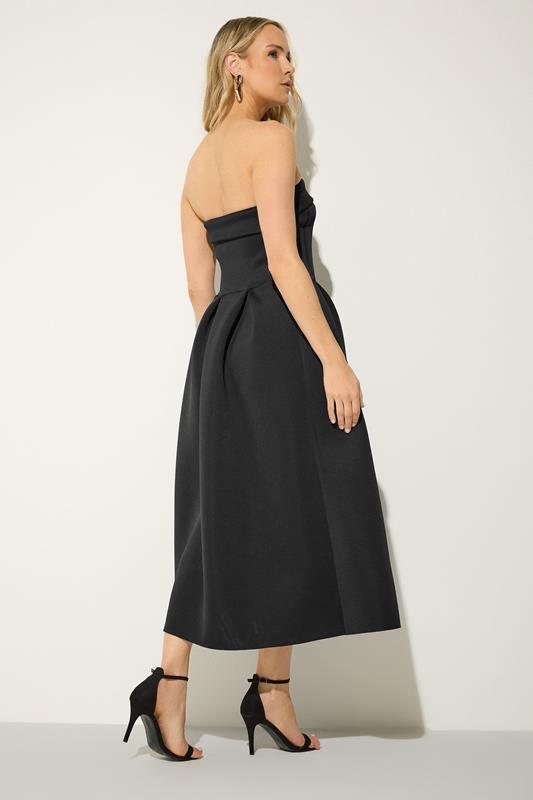 LTS Tall Women's Black Pleated Bandeau Midi Dress | Long Tall Sally 2