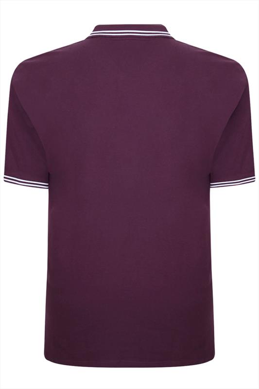 BadRhino Dark Purple Textured Tipped Polo Shirt, Extra large sizes M,L,XL,2XL,3XL,4XL, 6