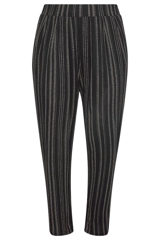 Plus Size Black Stripe Print Trousers | Yours Clothing 5