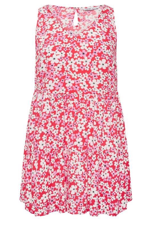 YOURS Plus Size Pink Floral Print Crinkle Vest Top | Yours Clothing 6