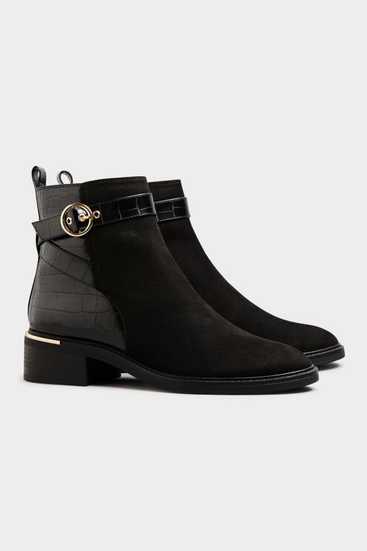 Tall  LTS Black Buckle Strap Ankle Boots