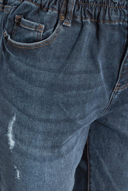 Curve Indigo Blue Washed Elasticated MOM Jeans 4
