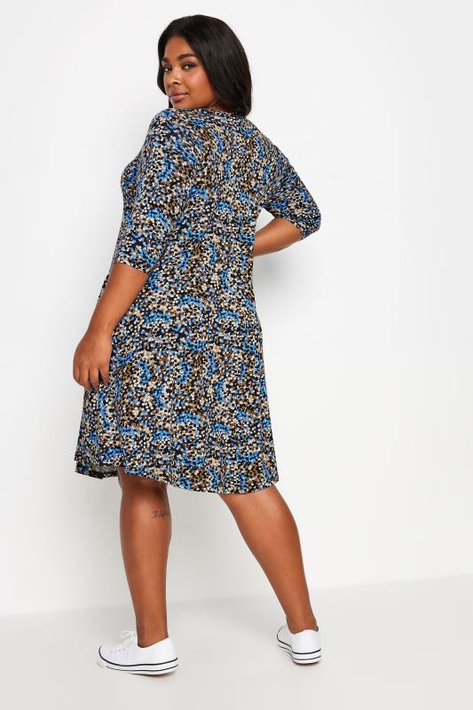 YOURS Plus Size Blue Abstract Print Pocket Dress | Yours Clothing 3