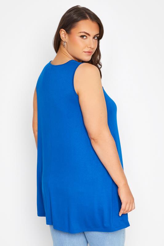 Plus Size Cobalt Blue Cut Out Swing Vest Top | Yours Clothing  3