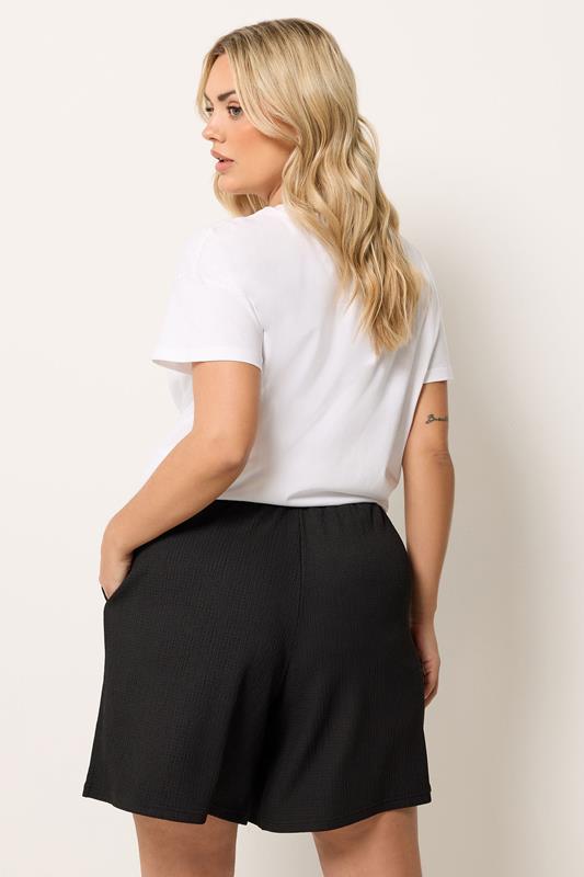YOURS Plus Size Black Textured Shorts | Yours Clothing 2