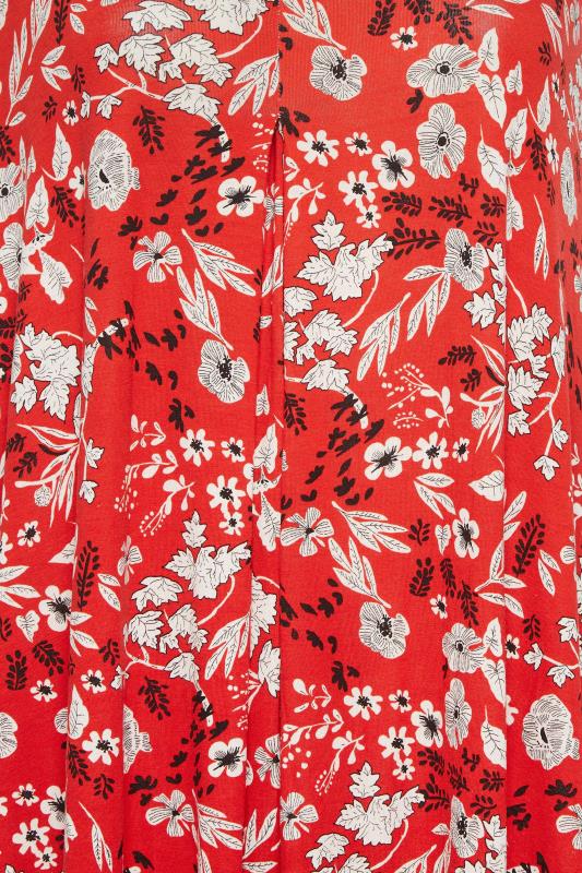 YOURS Plus Size Red Floral Pleat Front Vest Top | Yours Clothing 5